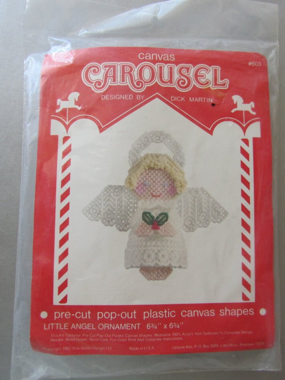 Little Angel Ornament Plastic Canvas Shapes Carousel Vintage Kit #603, 1982